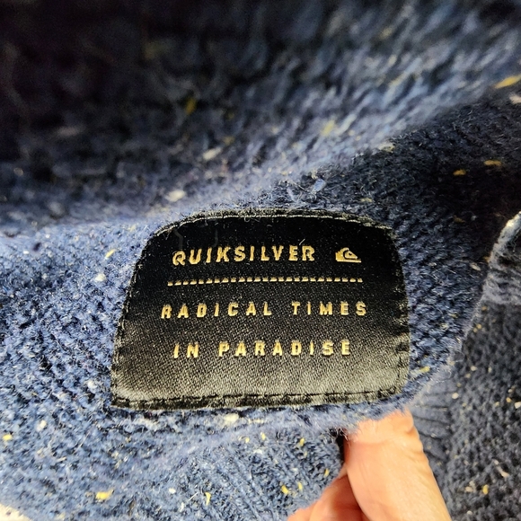 Quicksilver Cotton Wool Crewneck Pullover Sweater Speckled Yarn Navy Size Large - Picture 10 of 15
